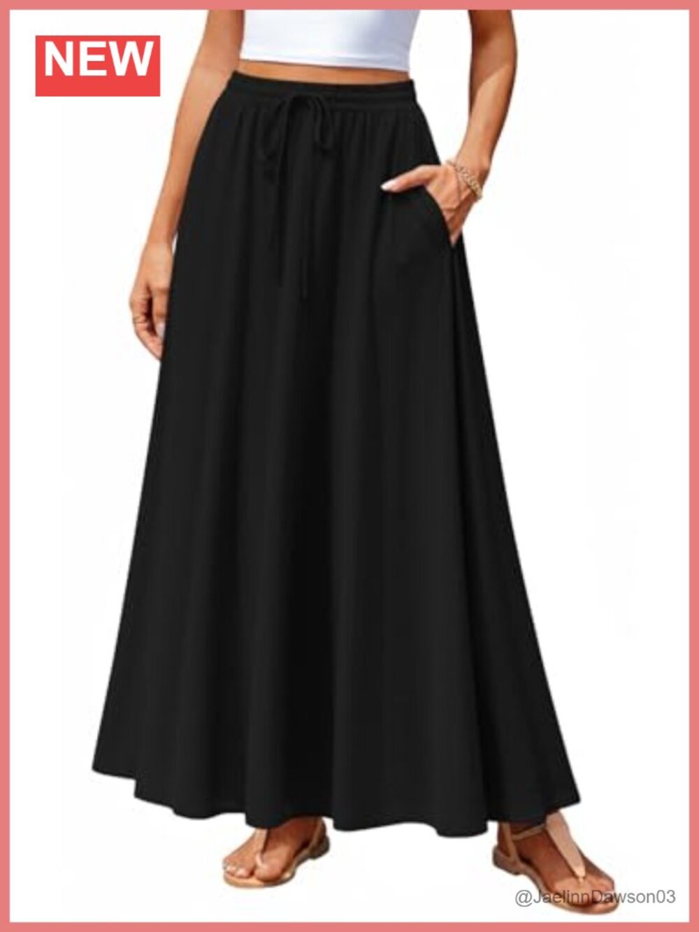 Flowy A-Line Maxi Skirt for Women with Pockets - Picture 1 of 6